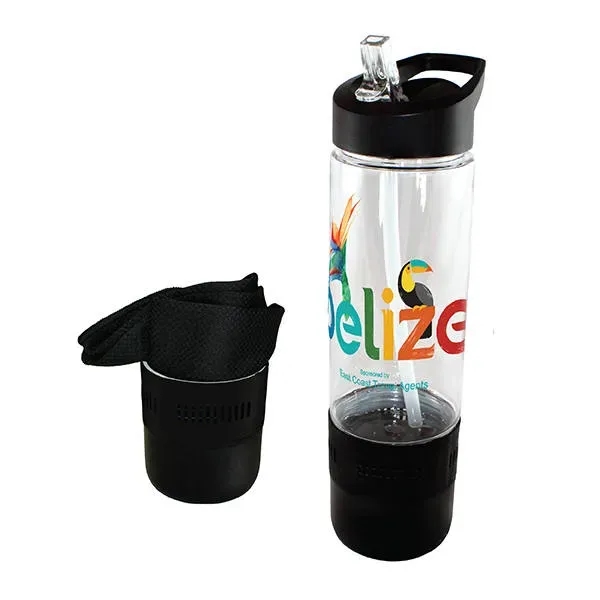 Black color option for 17 Oz. Co Poly Bottle With Cooling Towel, Full Color Digital