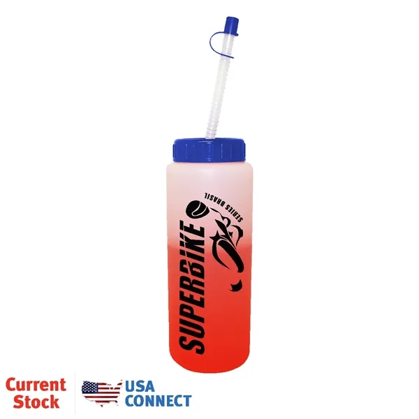 Frosted To Red color option for Mood™ 32 Oz. Sports Bottle With Flexible Straw