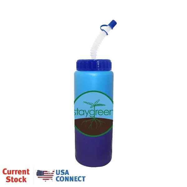 Blue To Purple color option for Mood™ 32 Oz. Sports Bottle With Flexible Straw, Full Color