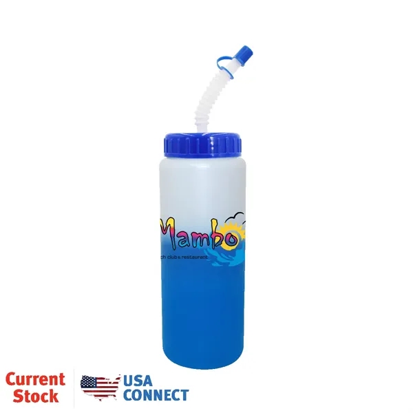 Frosted To Blue color option for Mood™ 32 Oz. Sports Bottle With Flexible Straw, Full Color
