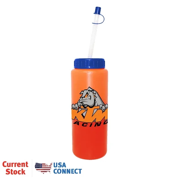 Frosted To Orange color option for Mood™ 32 Oz. Sports Bottle With Flexible Straw, Full Color