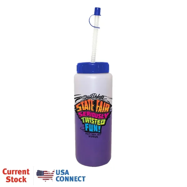 Frosted To Purple color option for Mood™ 32 Oz. Sports Bottle With Flexible Straw, Full Color