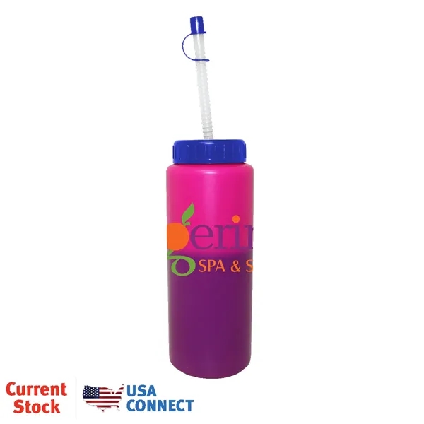 Pink To Purple color option for Mood™ 32 Oz. Sports Bottle With Flexible Straw, Full Color