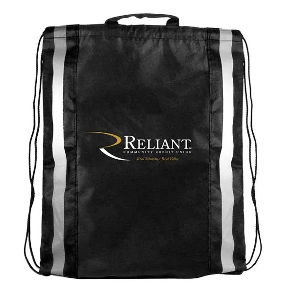 Black color option for Nw Reflective Drawstring Backpack, Full Color Digital