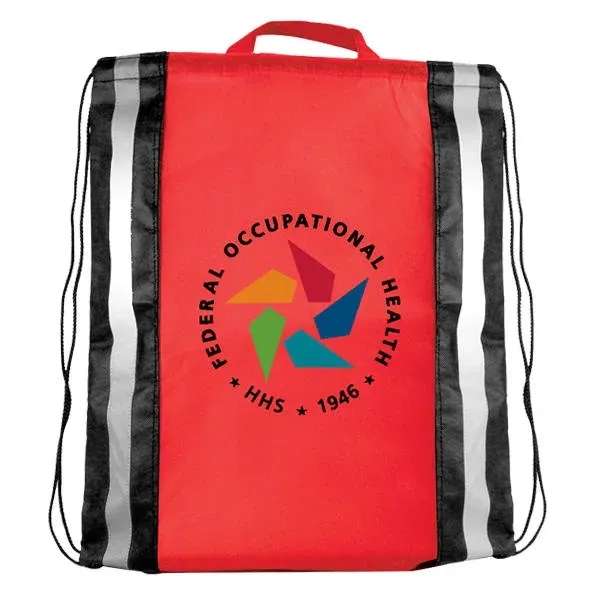 Red color option for Nw Reflective Drawstring Backpack, Full Color Digital