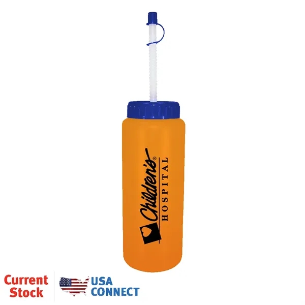 Neon Orange color option for 32 Oz. Sports Bottle With Flexible Straw