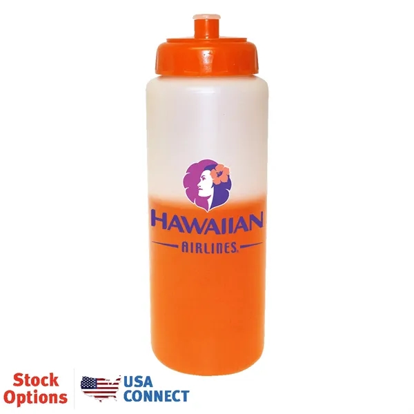 Frosted To Orange color option for Mood™ 32 Oz. Sports Bottle With Push 'N Pull Cap, Full Col