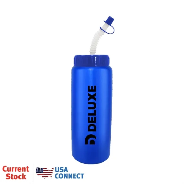 Blue color option for 32 Oz Grip Bottle With Flexible Straw