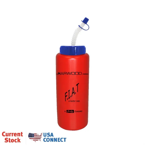 Red color option for 32 Oz Grip Bottle With Flexible Straw
