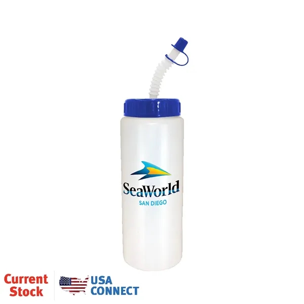 Frosted color option for 32oz. Sports Bottle With Flexible Straw, Full Color Digital