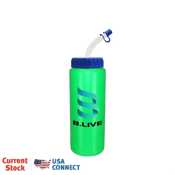 Neon Green color option for 32oz. Sports Bottle With Flexible Straw, Full Color Digital