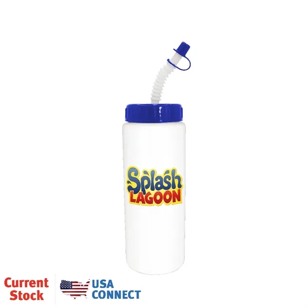 White color option for 32oz. Sports Bottle With Flexible Straw, Full Color Digital