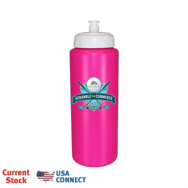 Neon Pink color option for 32oz. Sports Bottle W/Push 'N Pull Cap, Full Color Digital