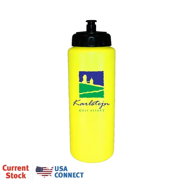 Neon Yellow color option for 32oz. Sports Bottle W/Push 'N Pull Cap, Full Color Digital