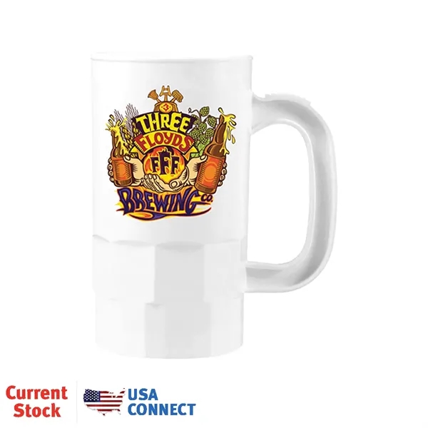 White color option for 14 Oz. Beer Stein (1 Side), Full Color Digital