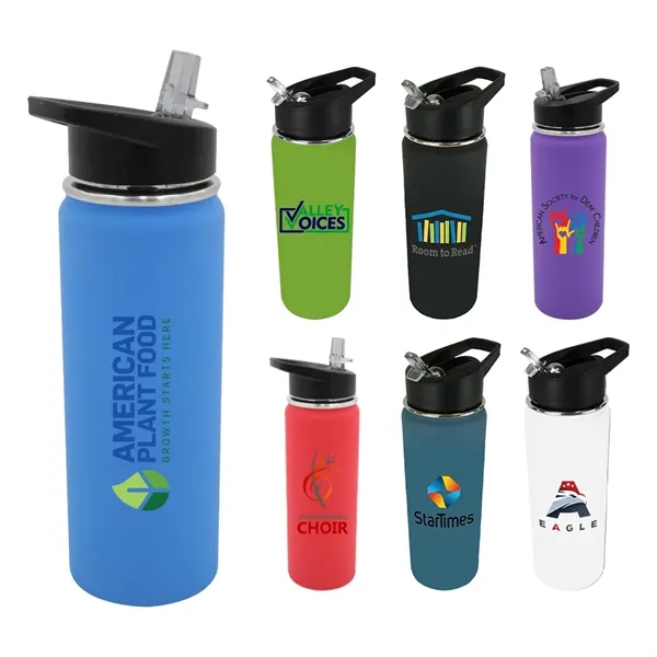 Black color option for Halcyon® 20 Oz. Sports Bottle With Flip Straw Lid, Full Col