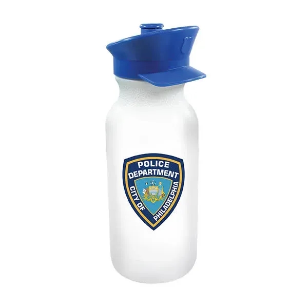 White color option for 20 Oz. Value Cycle Bottle With Police Hat Push 'N Pull Cap,