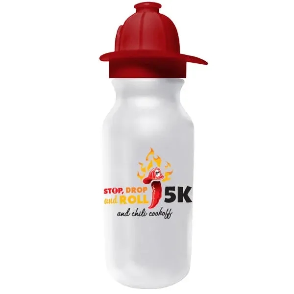 Frosted color option for 20 Oz. Value Cycle Bottle With Fireman Helmet Push'n Pull Ca