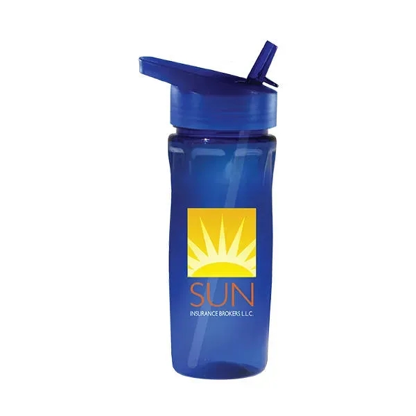 Trans Blue color option for 18 Oz. Poly Saver Pet Bottle With Straw Cap, Full Color Digi