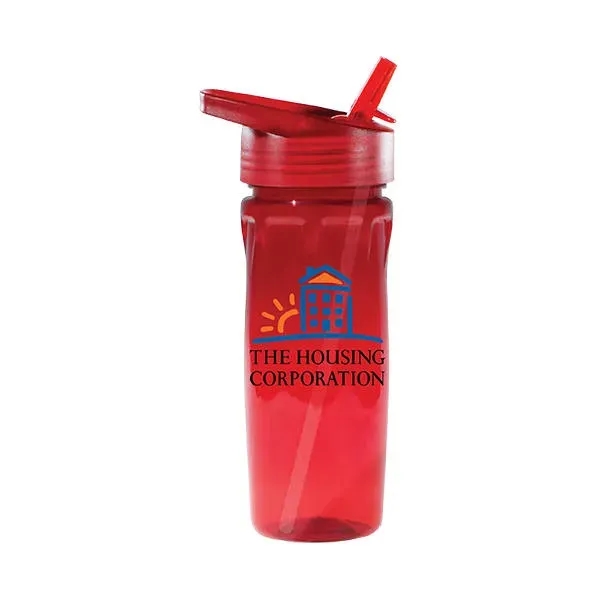 Trans Red color option for 18 Oz. Poly Saver Pet Bottle With Straw Cap, Full Color Digi