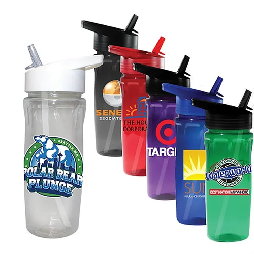 Main photo of 18 Oz. Poly Saver Pet Bottle With Straw Cap, Full Color Digi