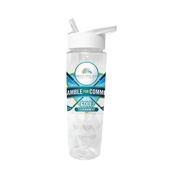 Clear color option for 24 Oz. Poly Saver Pet Bottle With Straw Cap, Full Color Digi