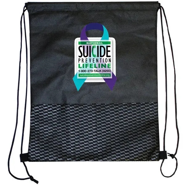 Black color option for Wave Nw Drawstring Backpack, Full Color Digital