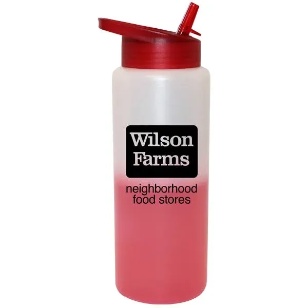 Frosted To Red color option for Mood 32 Oz. Sports Bottle With Straw Cap Lid
