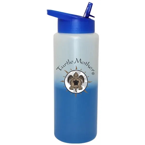 Frosted To Blue color option for Mood 32 Oz. Sports Bottle With Straw Cap Lid, Full Color Dig