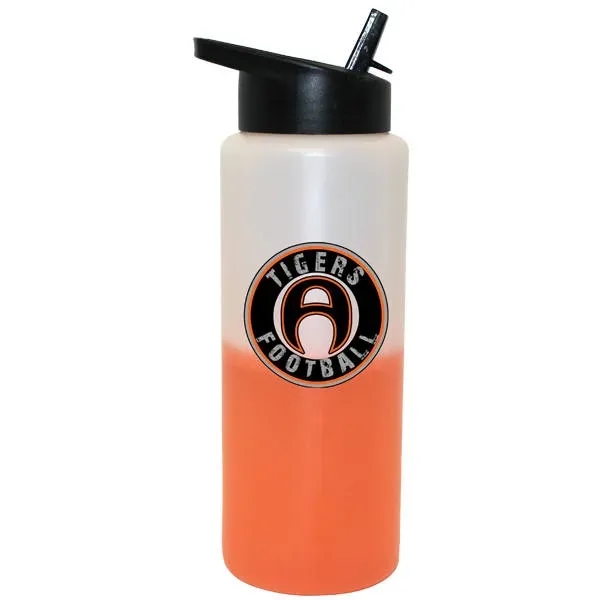 Frosted To Orange color option for Mood 32 Oz. Sports Bottle With Straw Cap Lid, Full Color Dig