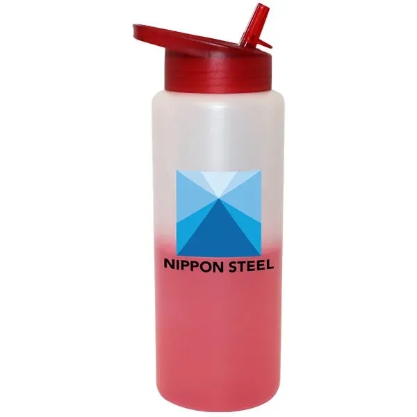 Frosted To Red color option for Mood 32 Oz. Sports Bottle With Straw Cap Lid, Full Color Dig