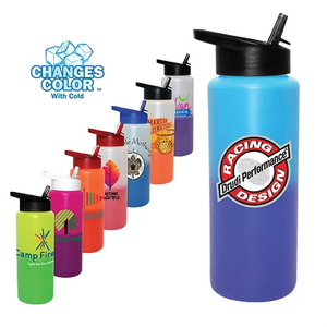 Photo of Mood 32 Oz. Sports Bottle With Straw Cap Lid, Full Color Dig