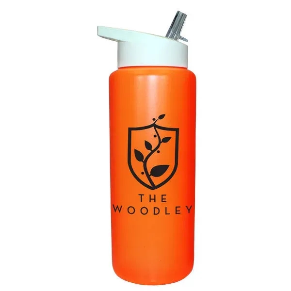 Neon Orange color option for 32 Oz. Sports Bottle With Straw Cap Lid