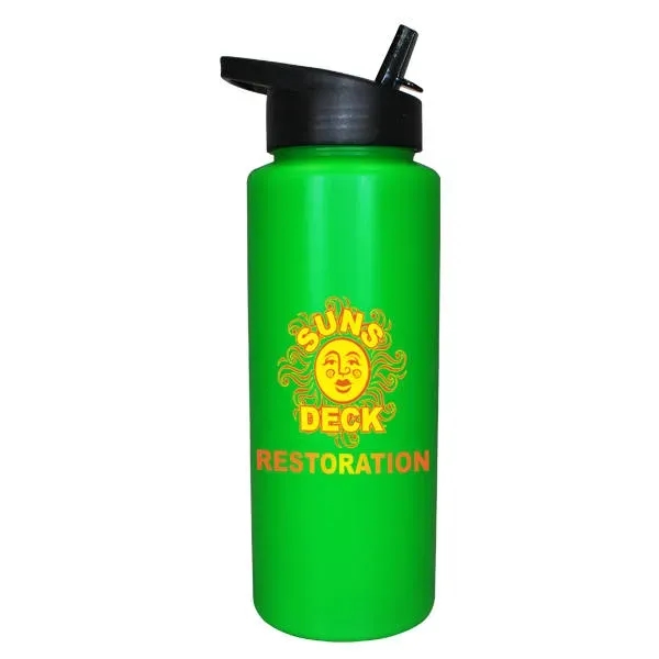 Neon Green color option for 32oz. Sports Bottle With Straw Cap Lid, Full Color Digital