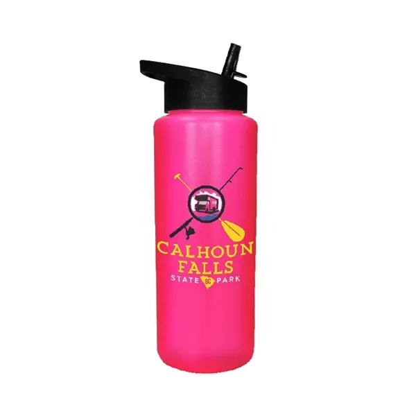 Neon Pink color option for 32oz. Sports Bottle With Straw Cap Lid, Full Color Digital