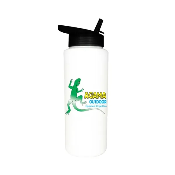 White color option for 32oz. Sports Bottle With Straw Cap Lid, Full Color Digital
