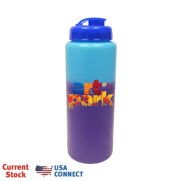 Blue To Purple color option for Mood™32 Oz. Sports Bottle With Flip Top Cap, Full Color Di