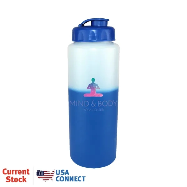 Frosted To Blue color option for Mood™32 Oz. Sports Bottle With Flip Top Cap, Full Color Di