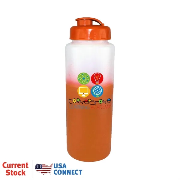 Frosted To Orange color option for Mood™32 Oz. Sports Bottle With Flip Top Cap, Full Color Di