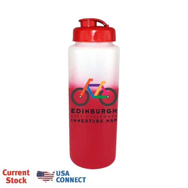 Frosted To Red color option for Mood™32 Oz. Sports Bottle With Flip Top Cap, Full Color Di