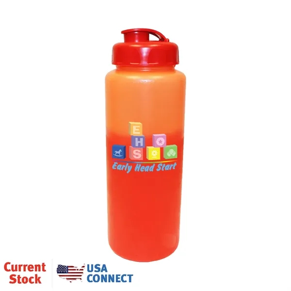 Orange To Red color option for Mood™32 Oz. Sports Bottle With Flip Top Cap, Full Color Di
