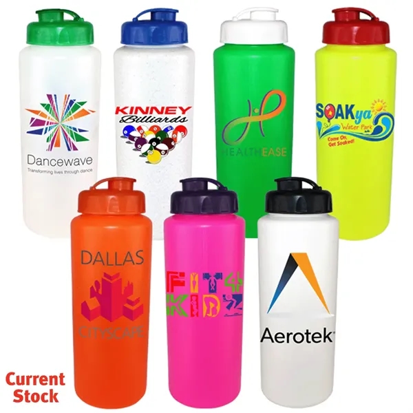Neon Orange color option for 32oz. Sports Bottle With Flip Top Cap, Full Color Digital