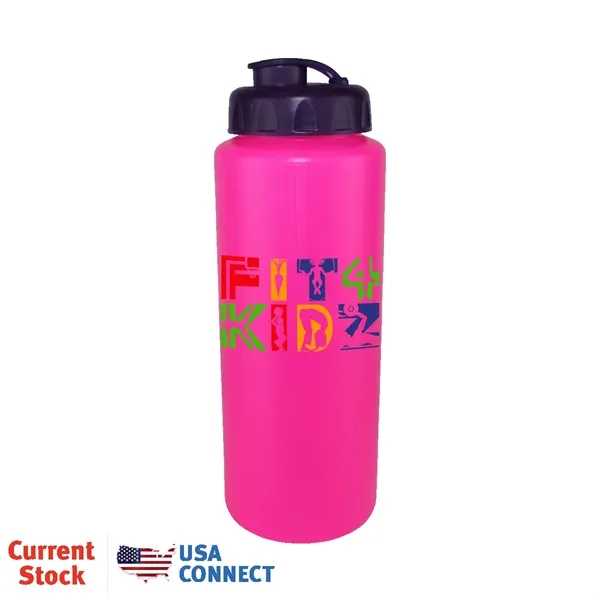 Neon Pink color option for 32oz. Sports Bottle With Flip Top Cap, Full Color Digital