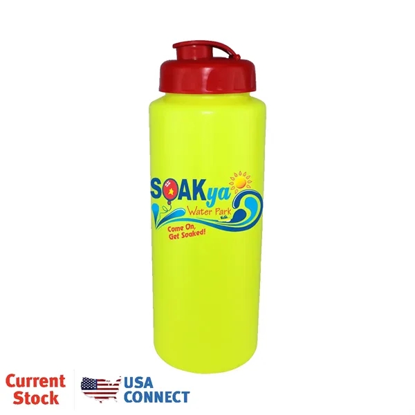 Neon Yellow color option for 32oz. Sports Bottle With Flip Top Cap, Full Color Digital