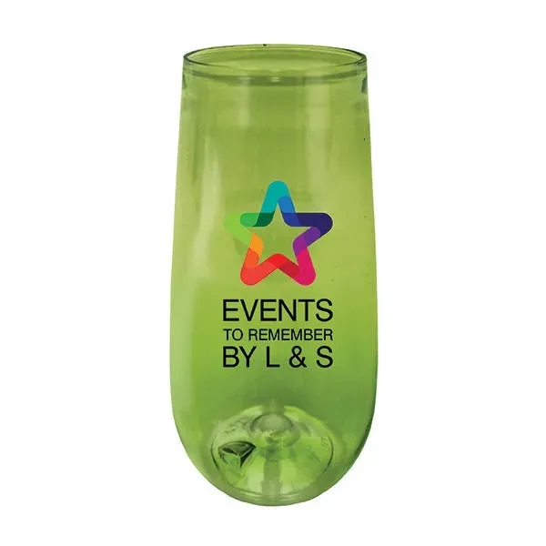 Green color option for 10 Oz. Plastic Stemless Champagne Flute, Full Color Digital
