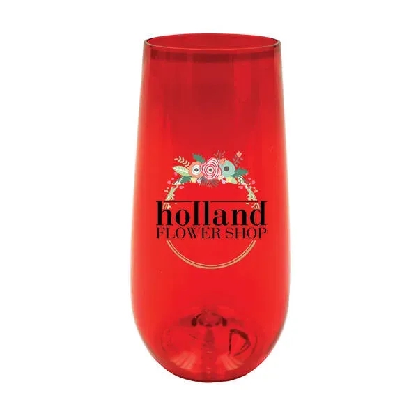 Red color option for 10 Oz. Plastic Stemless Champagne Flute, Full Color Digital
