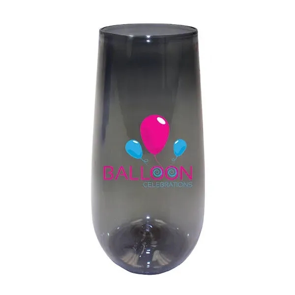 Smoke color option for 10 Oz. Plastic Stemless Champagne Flute, Full Color Digital