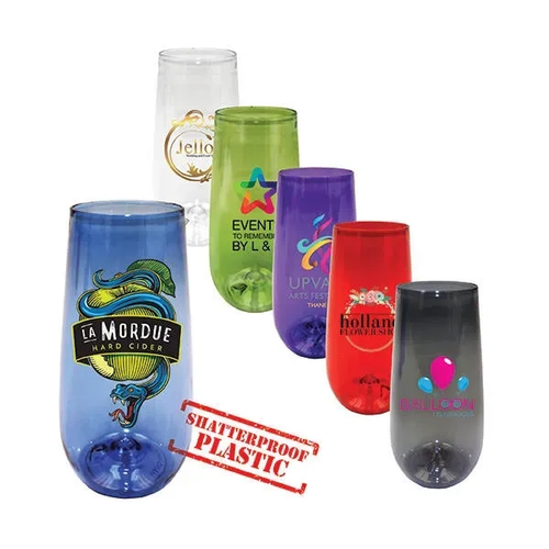 Main photo of 10 Oz. Plastic Stemless Champagne Flute, Full Color Digital