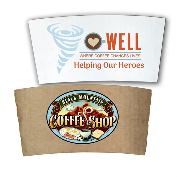 White color option for Paper Coffee Sleeve, Full Color Digital