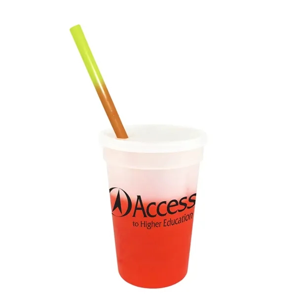 Frosted To Orange color option for Mood™ 17 Oz. Stadium Cup/Straw/Lid Set